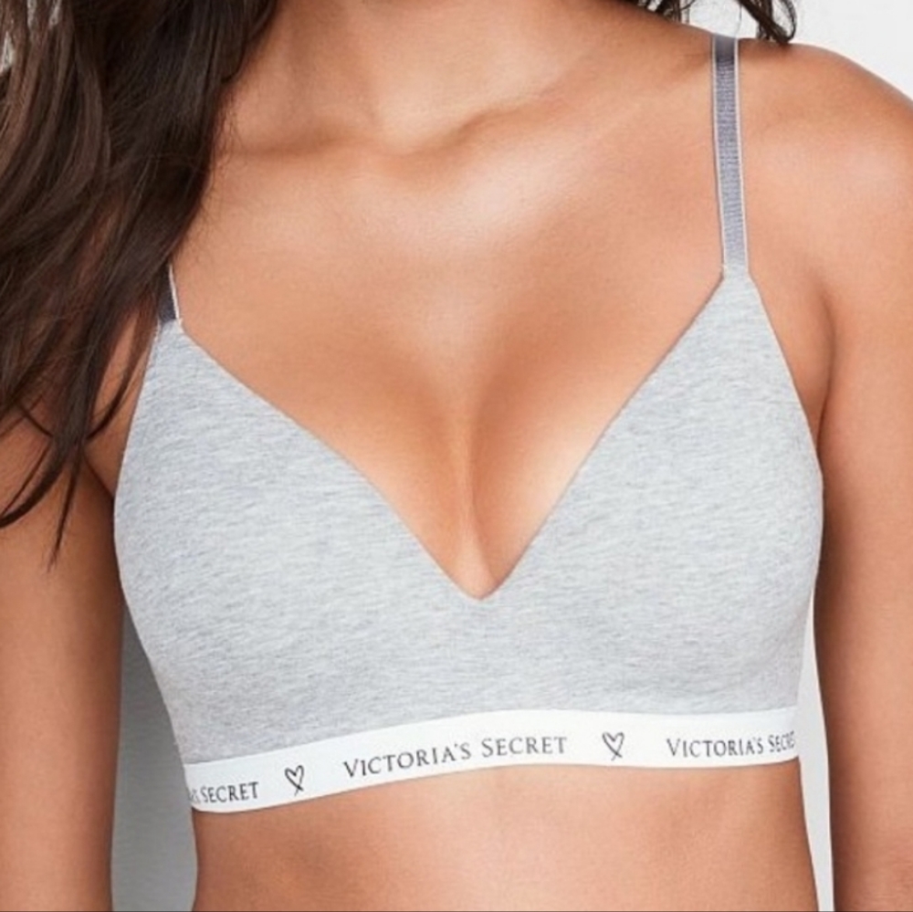Victoria's Secret T-Shirt Lightly Lined Wireless Bra Heathered Gray PLUS 38B EUC
